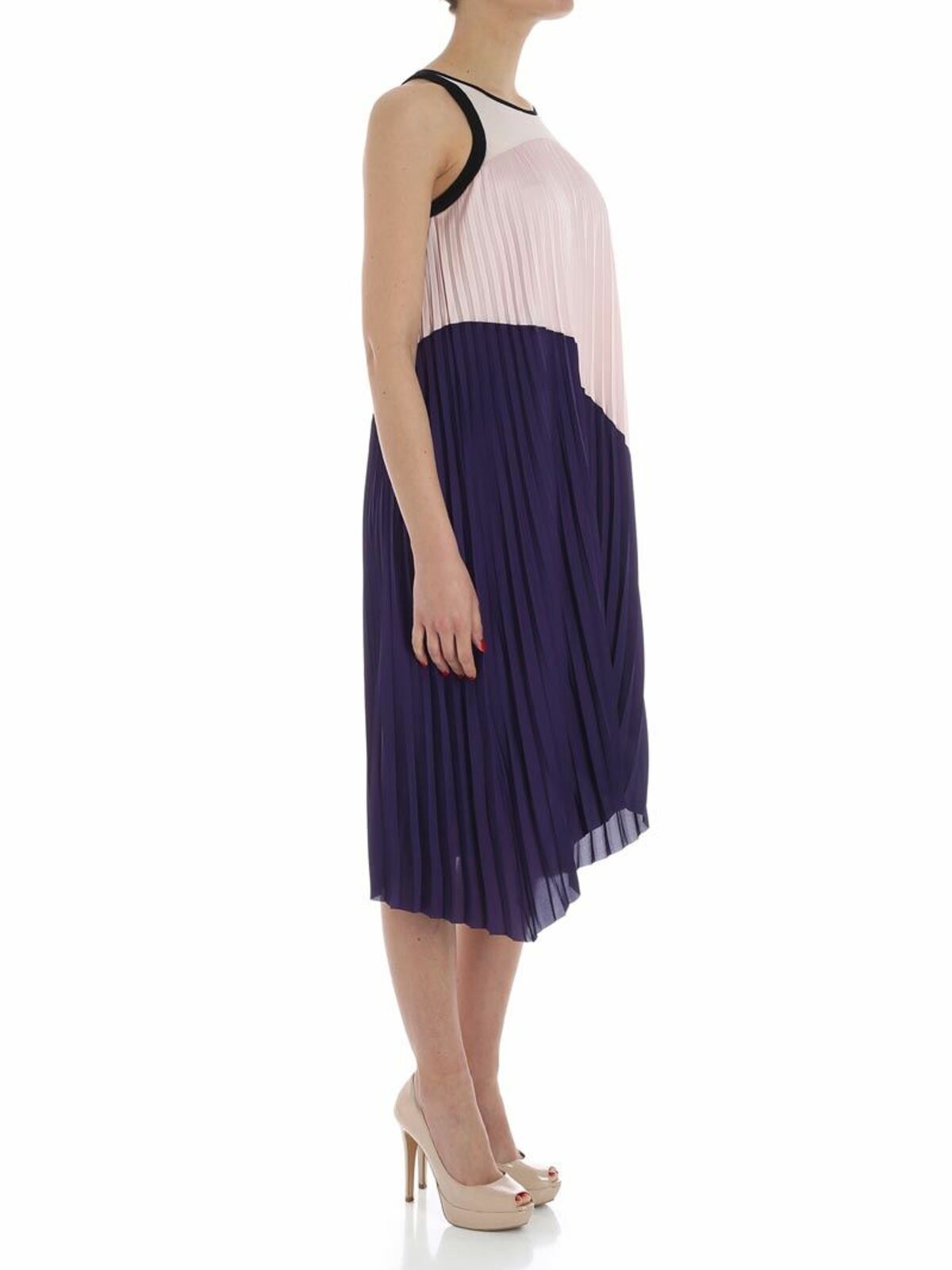 Shop Karl Lagerfeld Pink And Purple Pleated Dress In Rosado
