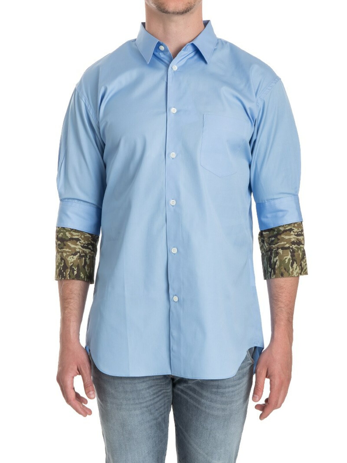 Comme Des Garçons Shirt Three Quarter Sleeves Shirt In Azul Claro