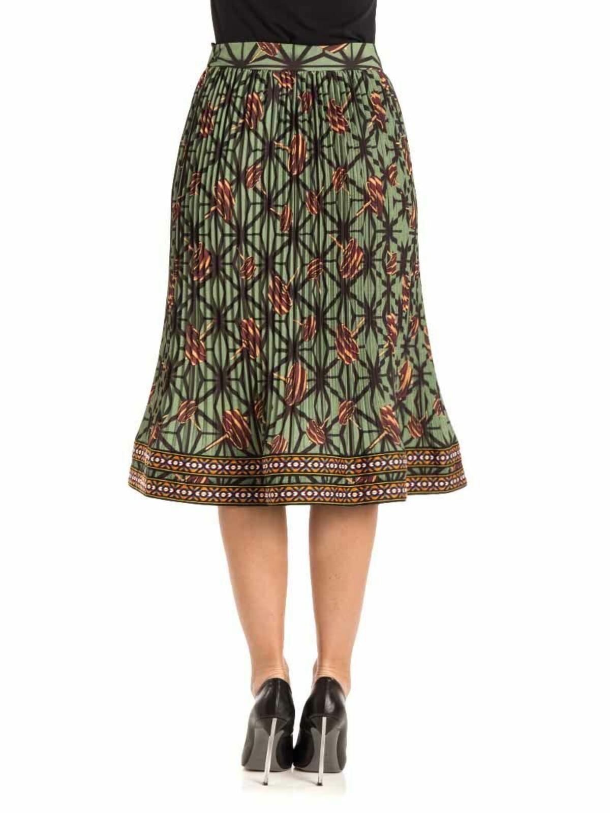 Shop Stella Jean Pleated Skirt In Green