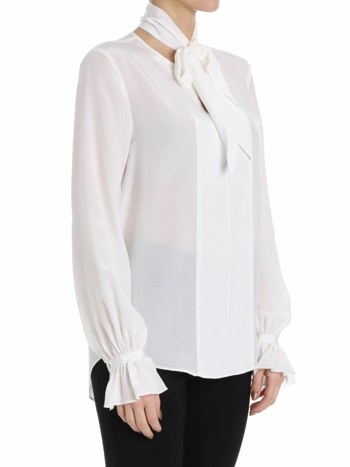 Shop Karl Lagerfeld Bow Blouse In Blanco