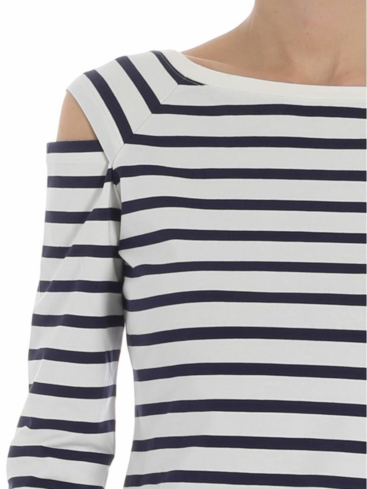 Shop Fuzzi Striped Long Sleeves T-shirt In White