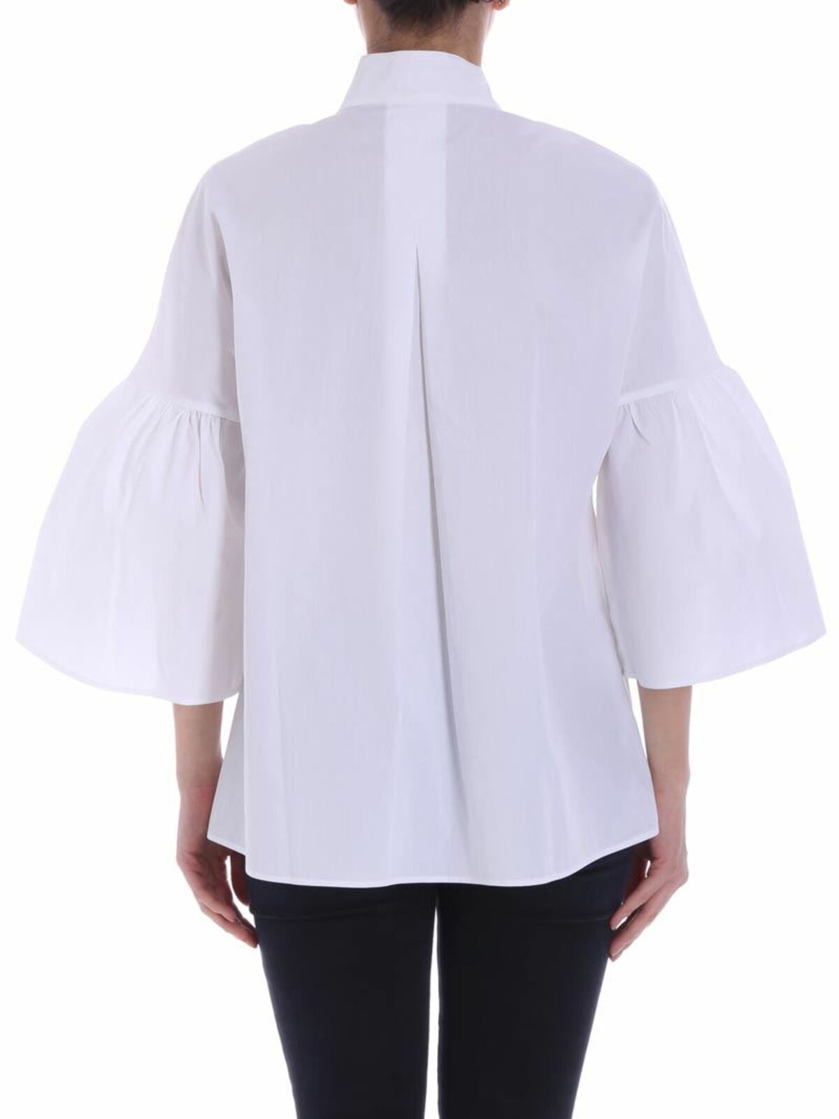 Shop Fuzzi White Blouse With Flared Sleeves