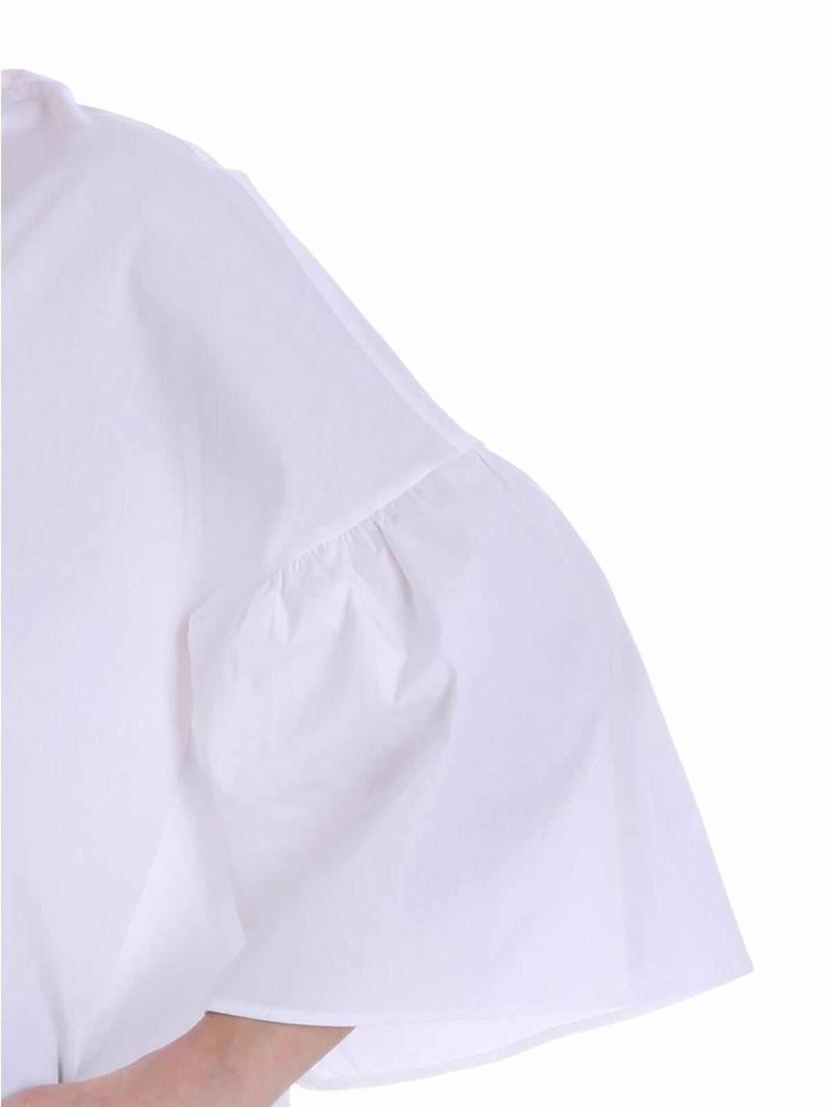 Shop Fuzzi White Blouse With Flared Sleeves