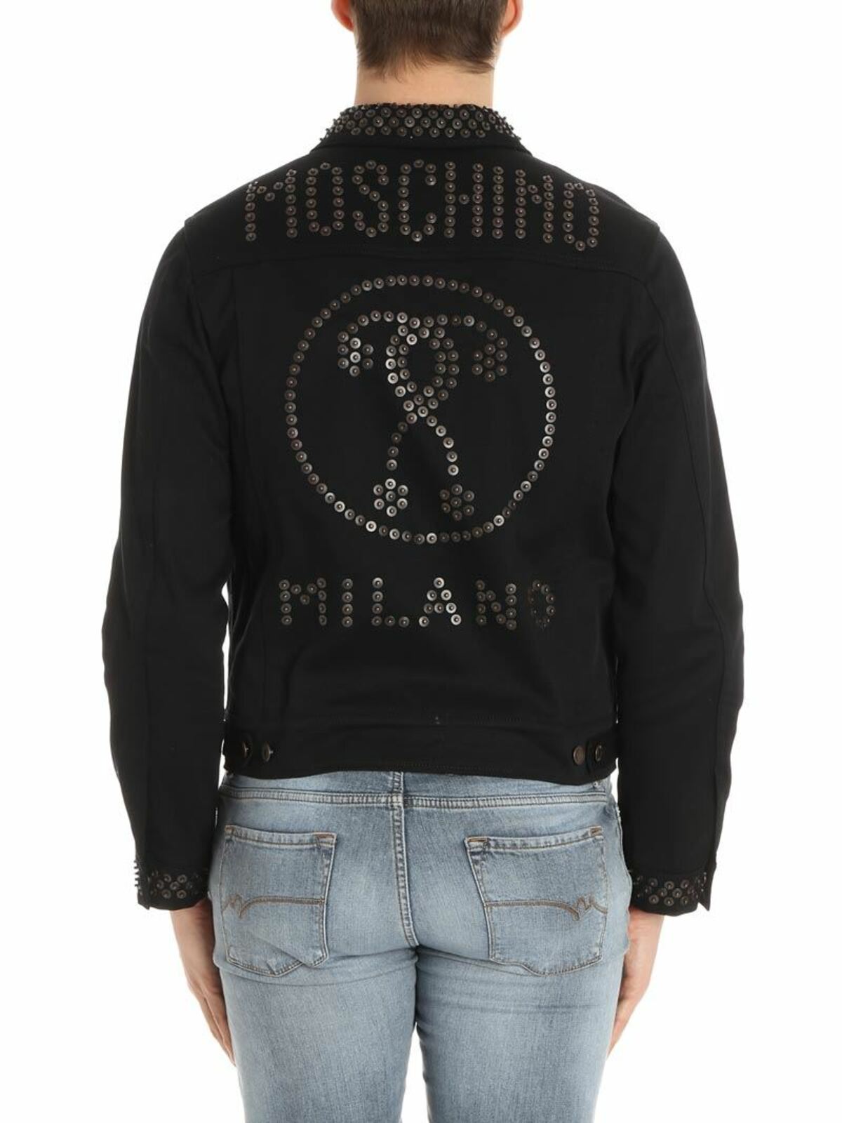 Shop Moschino Black Jacket With Applied Buttons