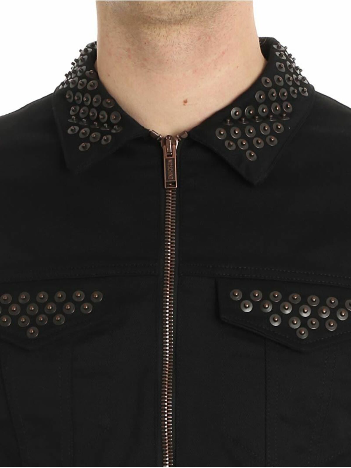 Shop Moschino Black Jacket With Applied Buttons