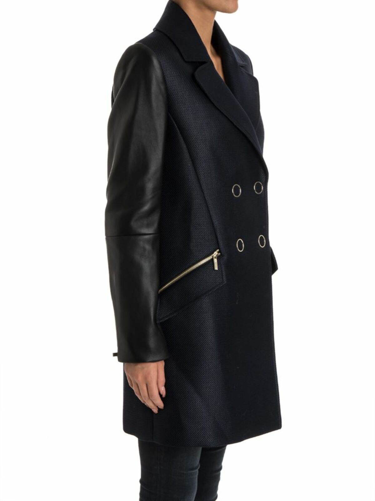Shop Karl Lagerfeld Double-breasted Coat In Blue