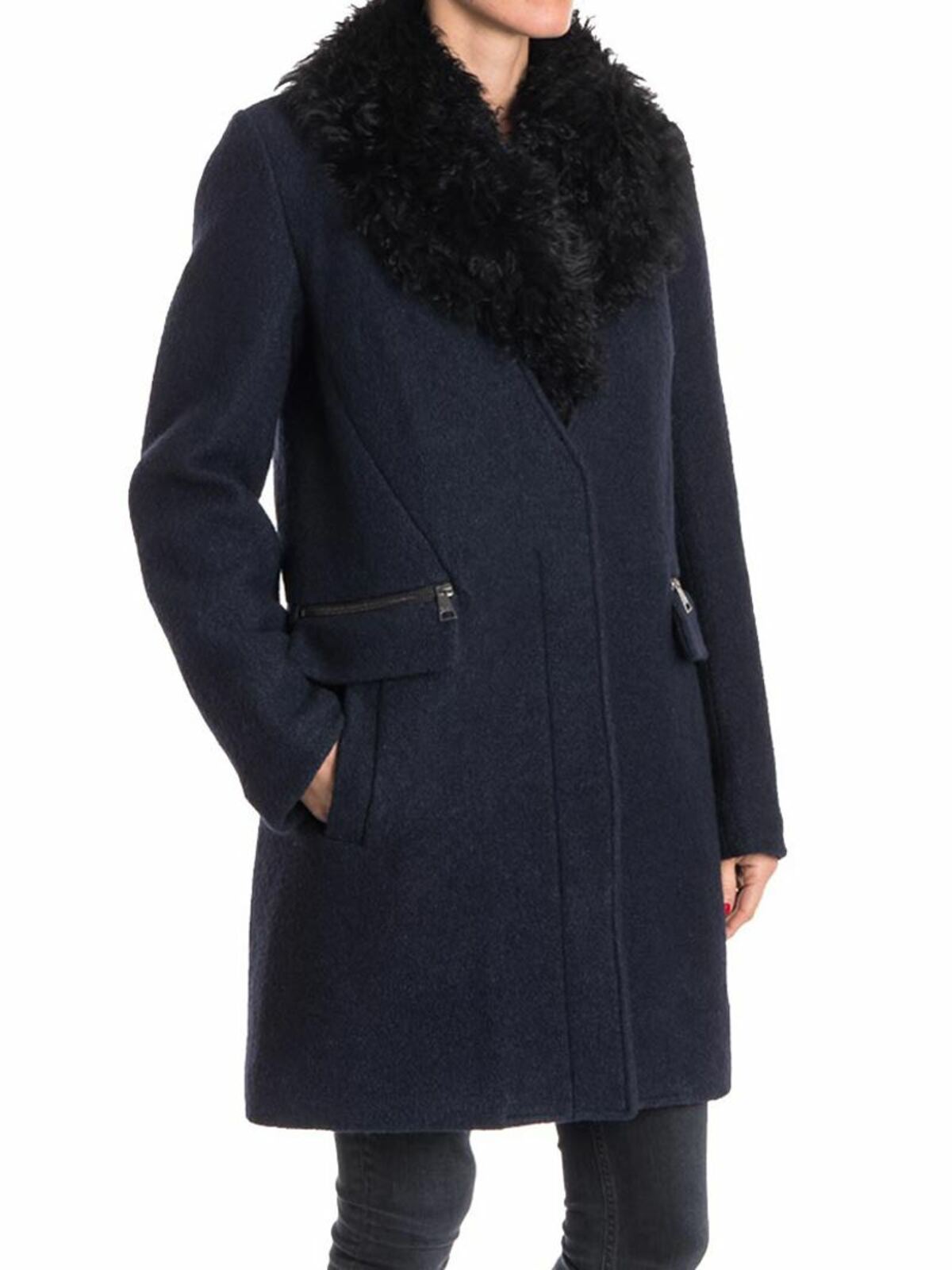 Shop Karl Lagerfeld Wool Blend Coat In Azul