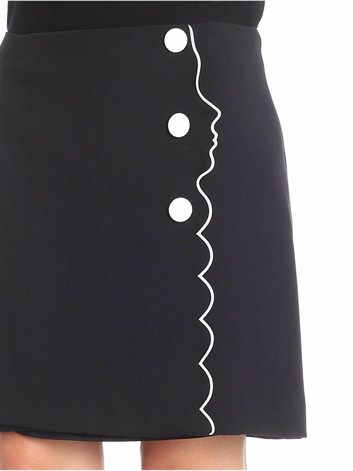 Shop Vivetta Black Paus Skirt With White Embroidery In Negro