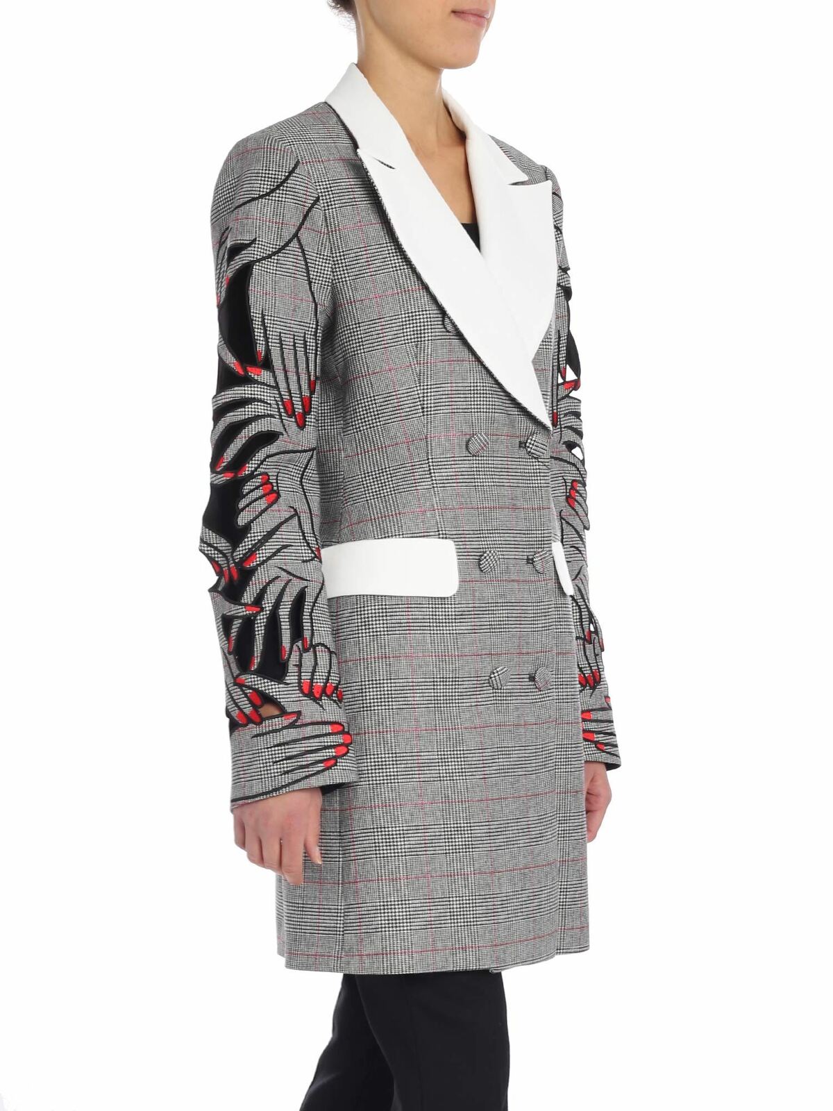 Shop Vivetta Prince Of Wales Double-breasted Jacket In Gris