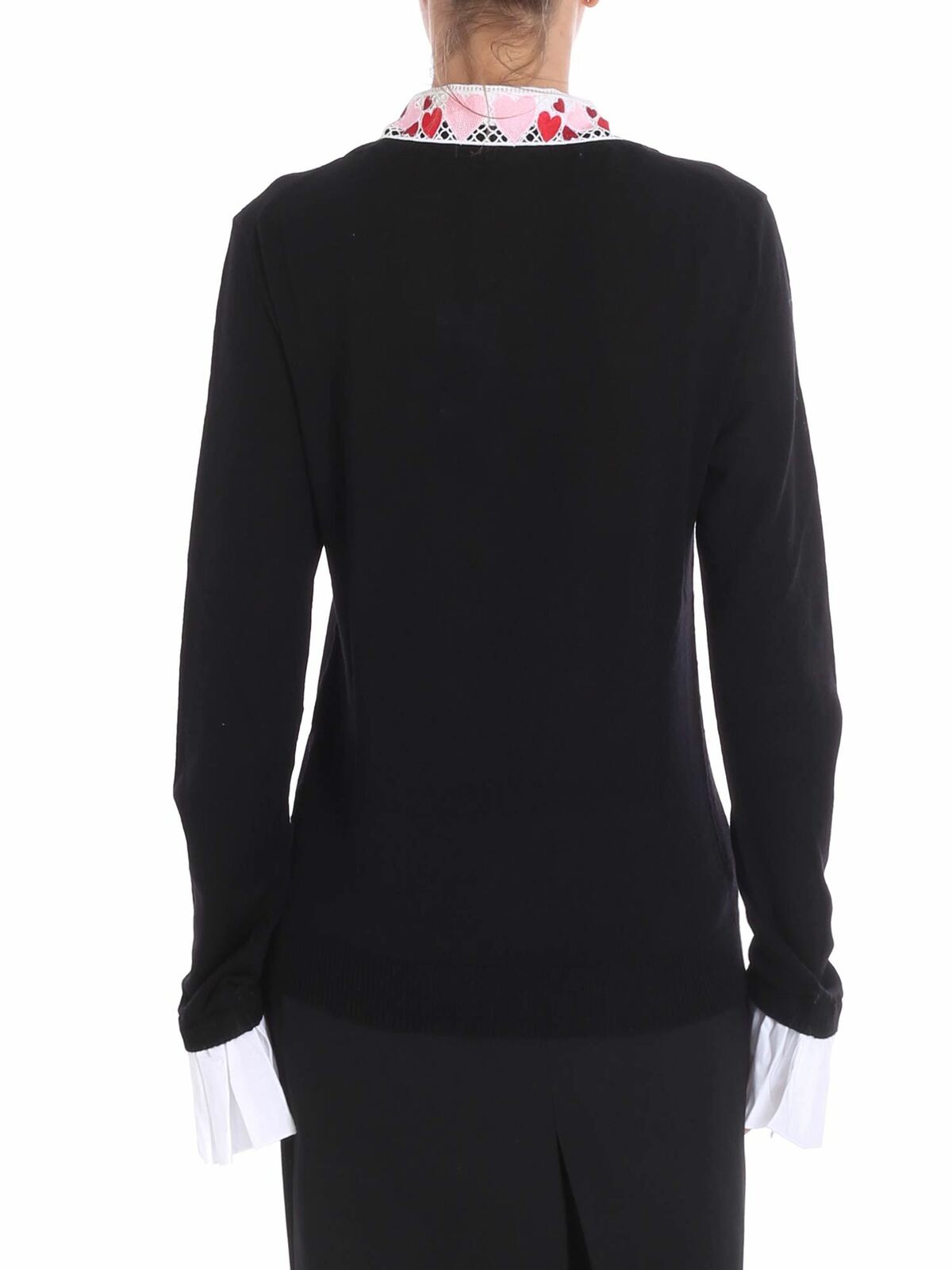 Shop Vivetta Zucchi Black Sweater With Shirt Neckline In Negro