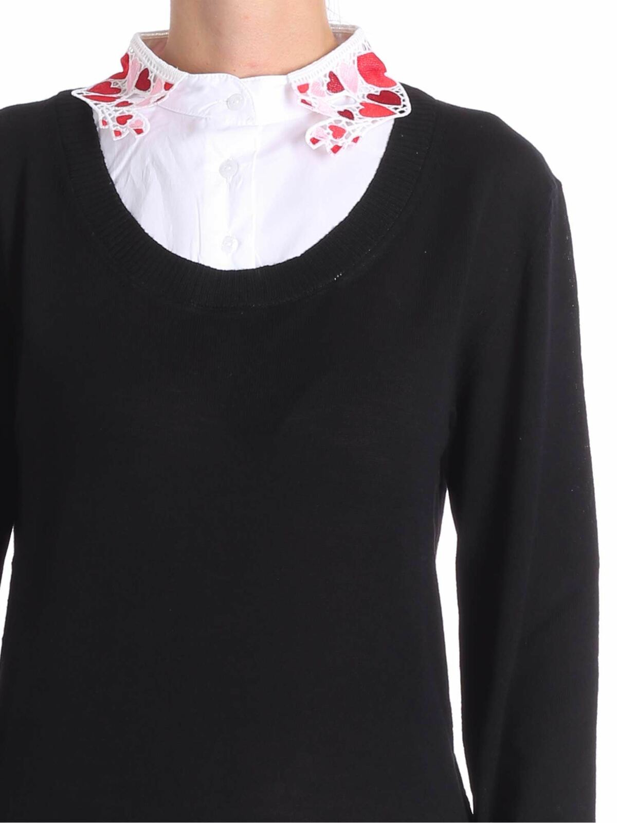 Shop Vivetta Zucchi Black Sweater With Shirt Neckline In Negro
