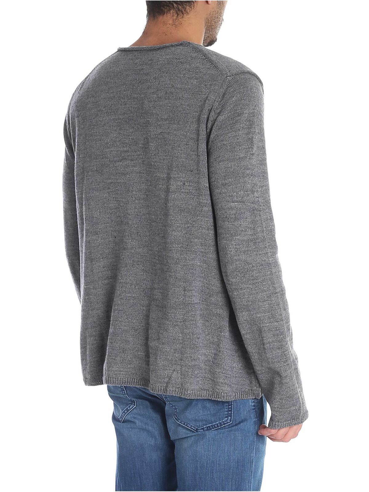 Shop Comme Des Garçons Shirt Grey Knitted Crewneck Pullover