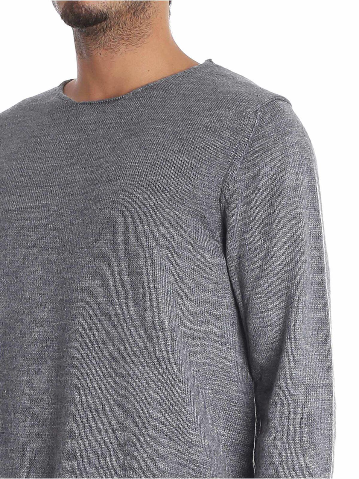 Shop Comme Des Garçons Shirt Grey Knitted Crewneck Pullover