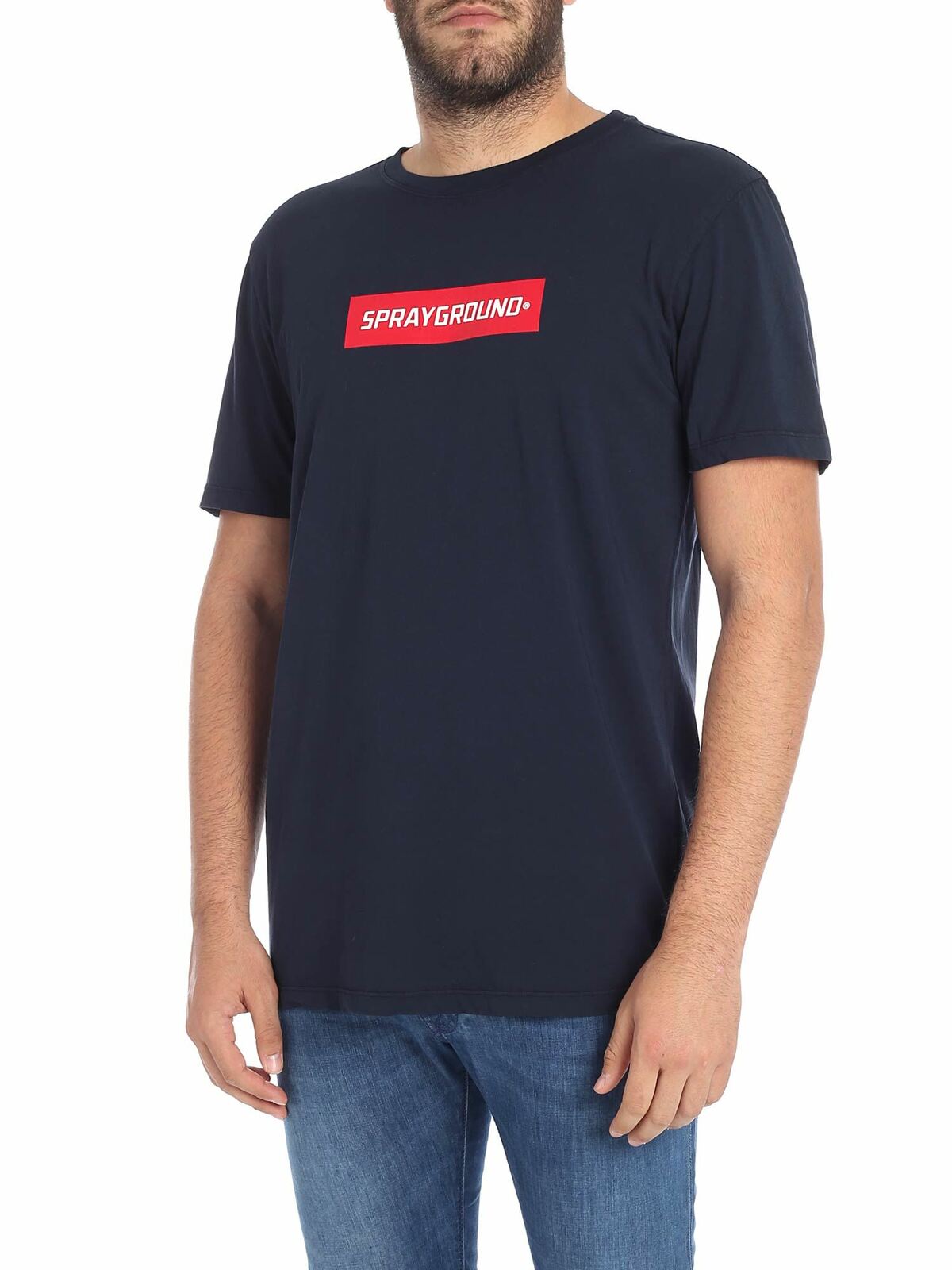 Sprayground Blue T-shirt With Contrasted Logo