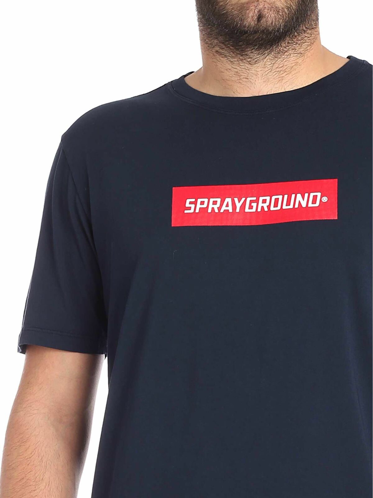 Shop Sprayground Blue T-shirt With Contrasted Logo