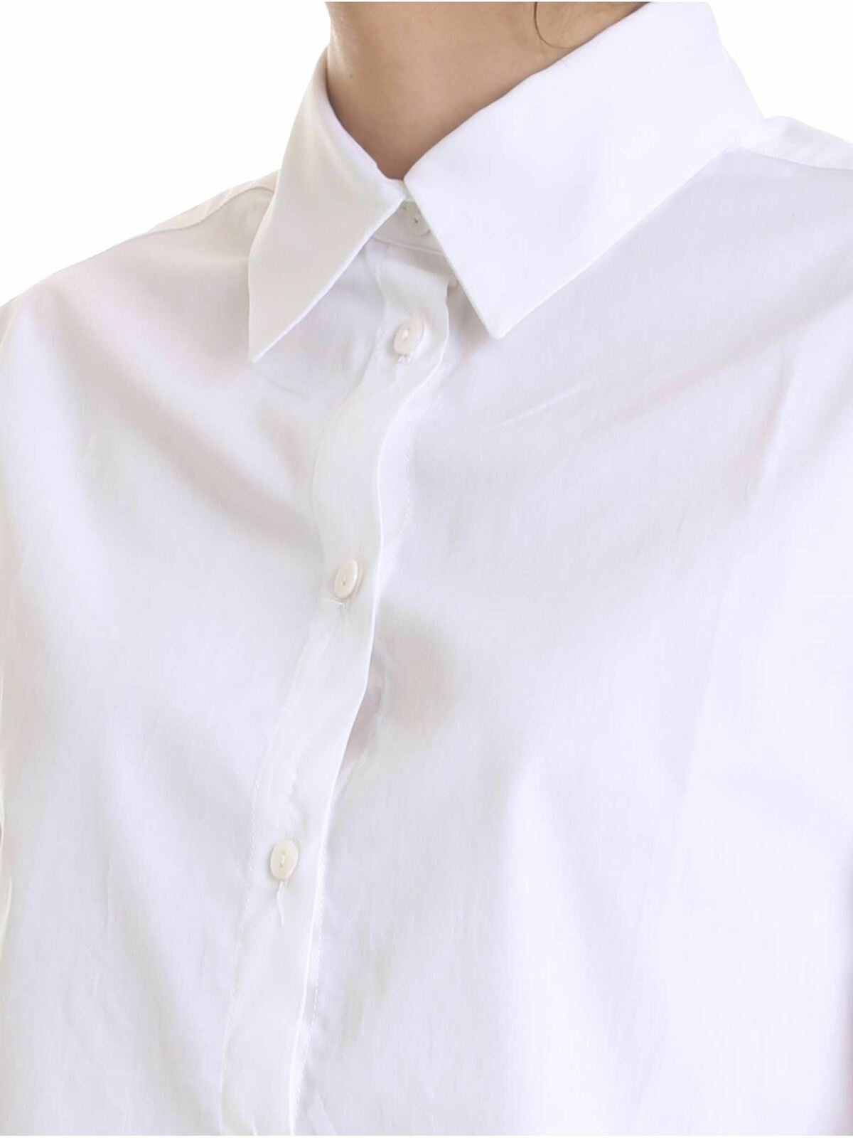 Shop Fuzzi White Shirt With Flounces In Blanco