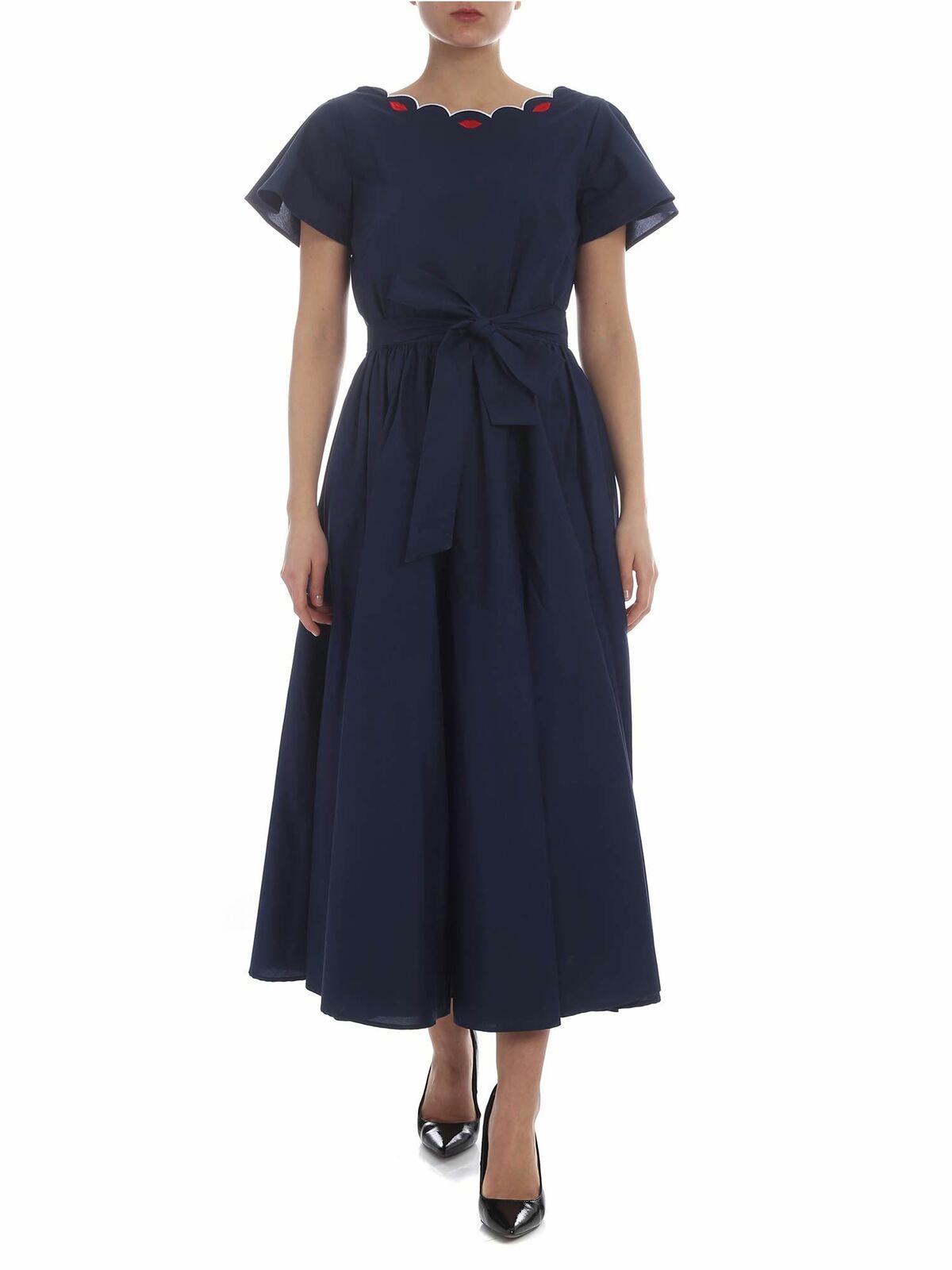 Vivetta Olbia Embroidered Bell Dress In Blue In Azul
