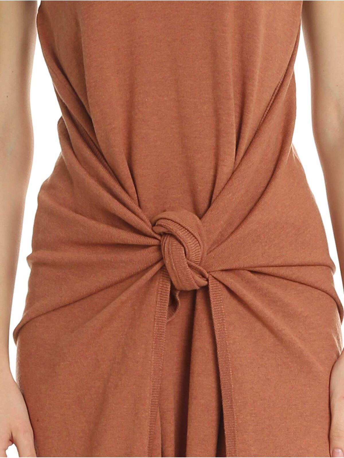 Shop See By Chloé Knitted Dress In Copper Red With Knot In Rojo