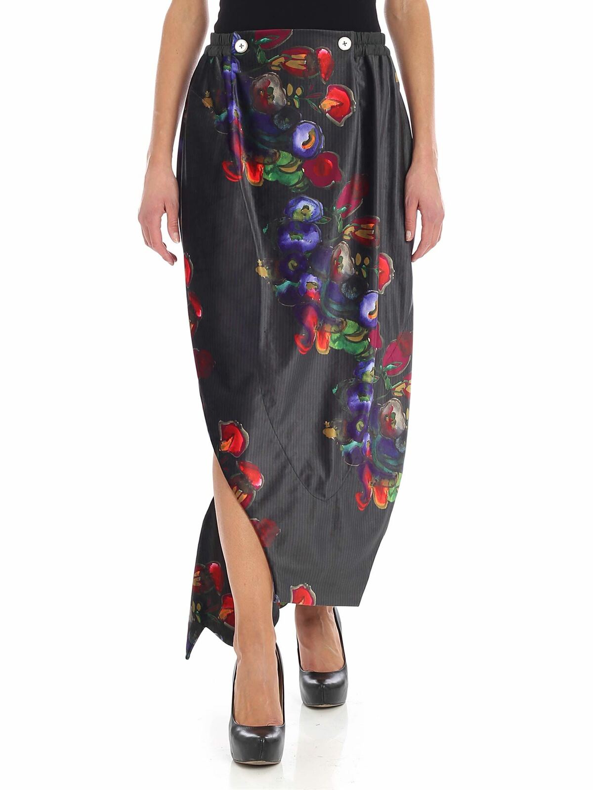 Vivienne Westwood Skirt With Multicolor Floral Print In Gris