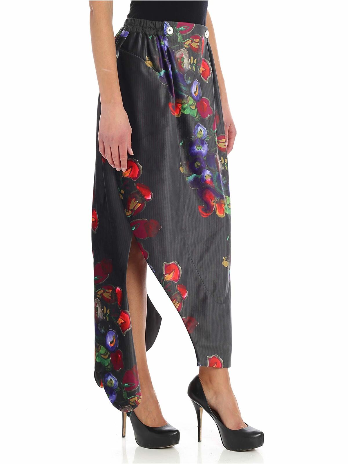 Shop Vivienne Westwood Skirt With Multicolor Floral Print In Gris