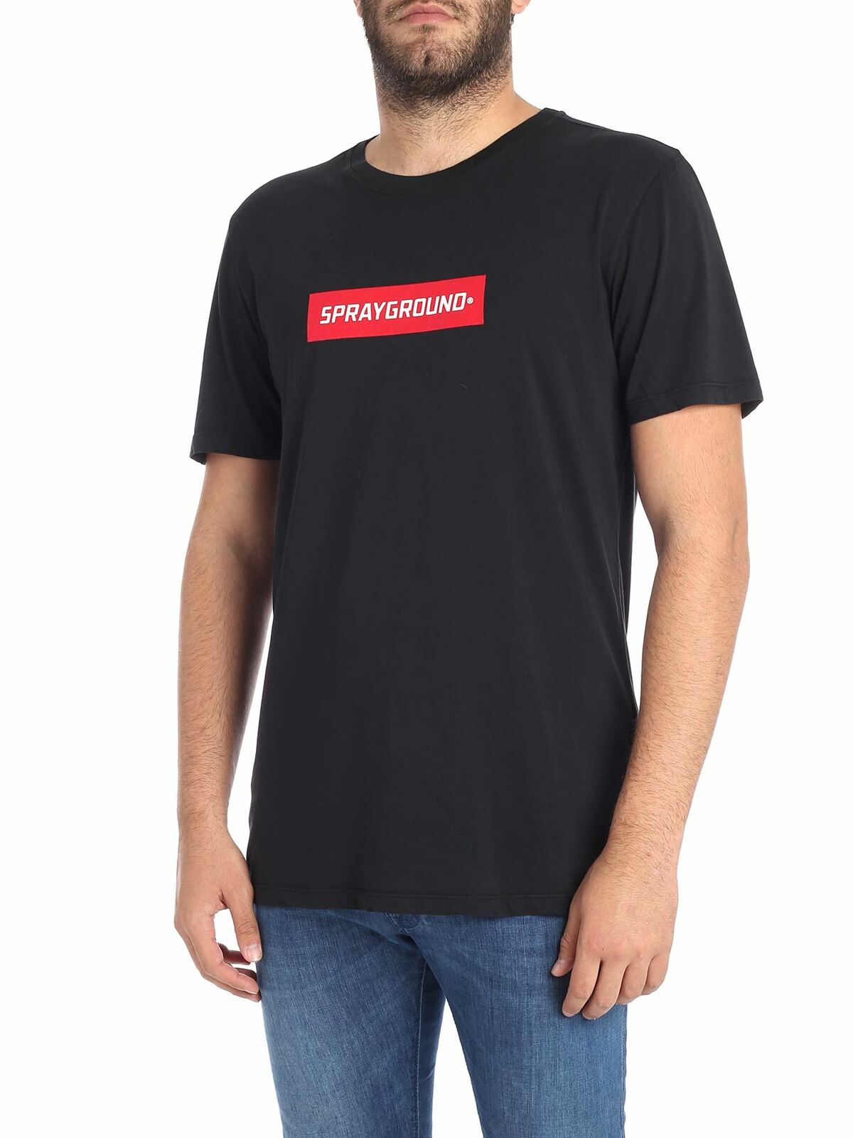 Sprayground Black T-shirt With Contrasted Logo