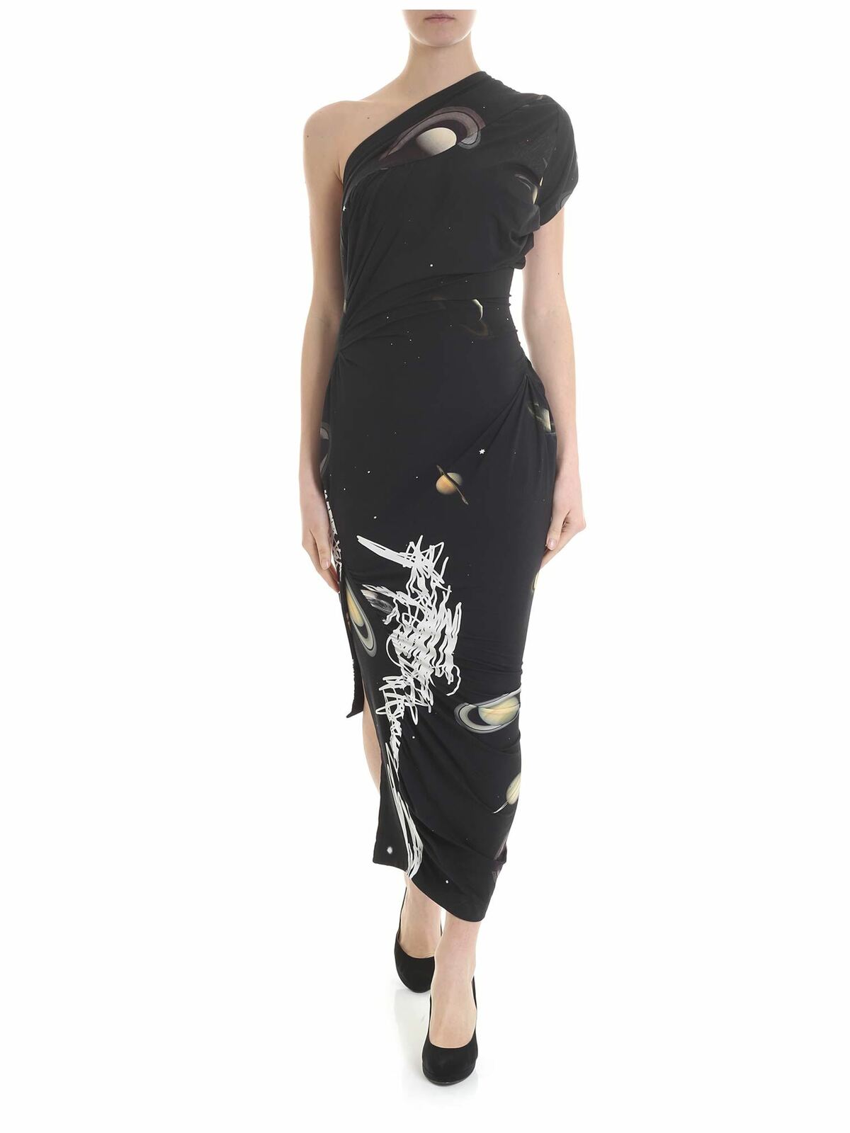 Vivienne Westwood Andalouse Dress With Black Galaxy Motif In Negro