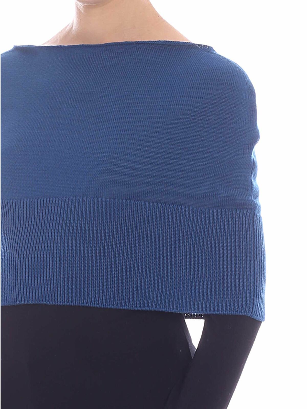 Shop Fuzzi Blue Knitted Cache-coeur