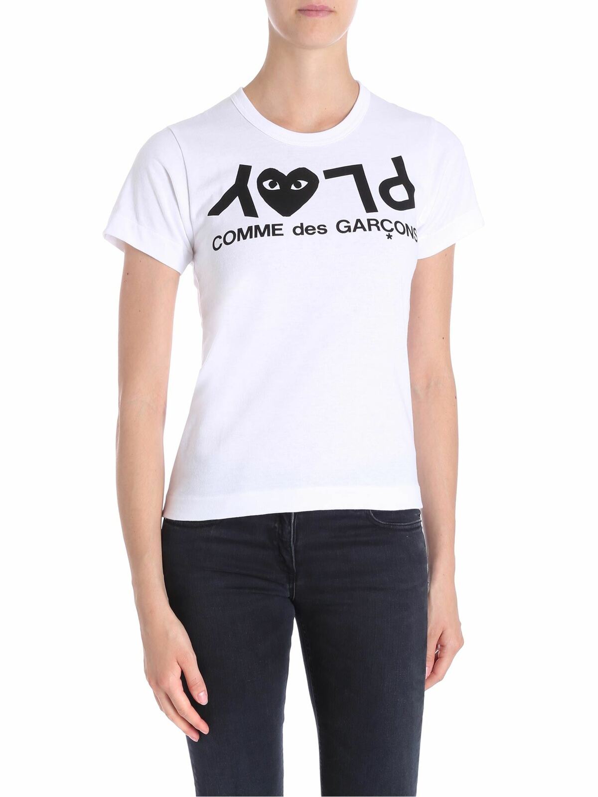 Comme Des Garçons Play White T-shirt With Black Logo Print