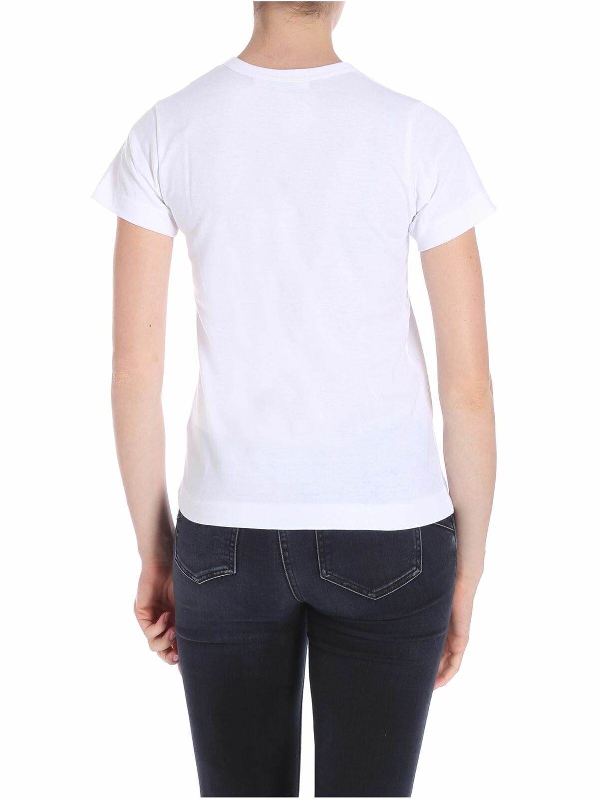 Shop Comme Des Garçons Play White T-shirt With Black Logo Print