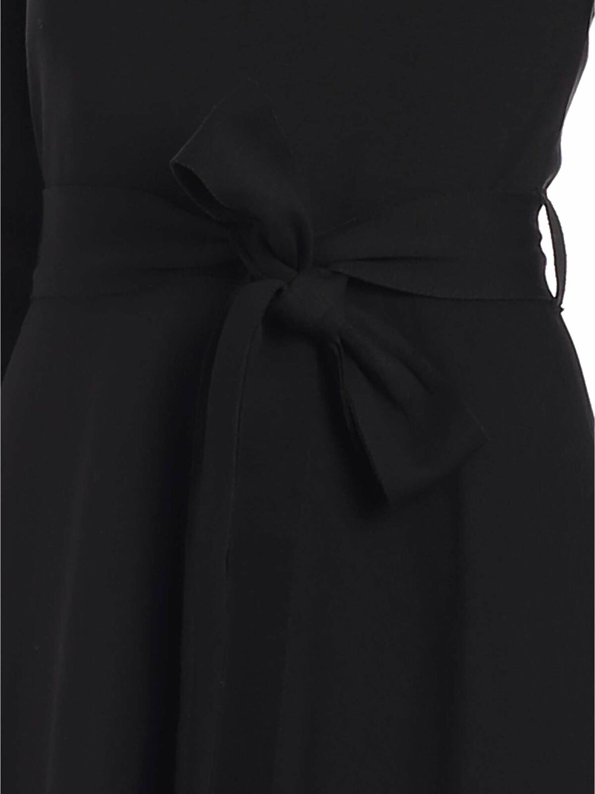 Shop Fuzzi Black Midi Dress With Waist Ribbon In Negro