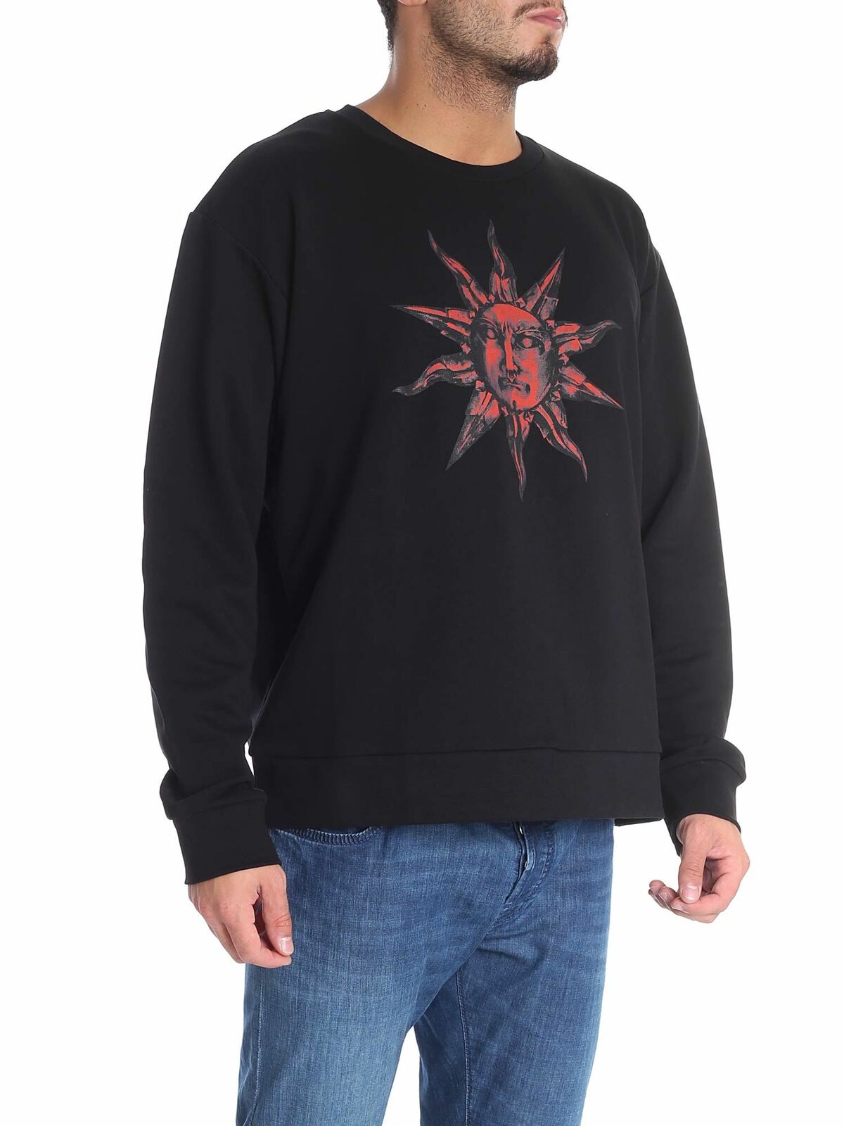 Shop Fausto Puglisi Black Sweatshirt With Red Sun Print In Negro