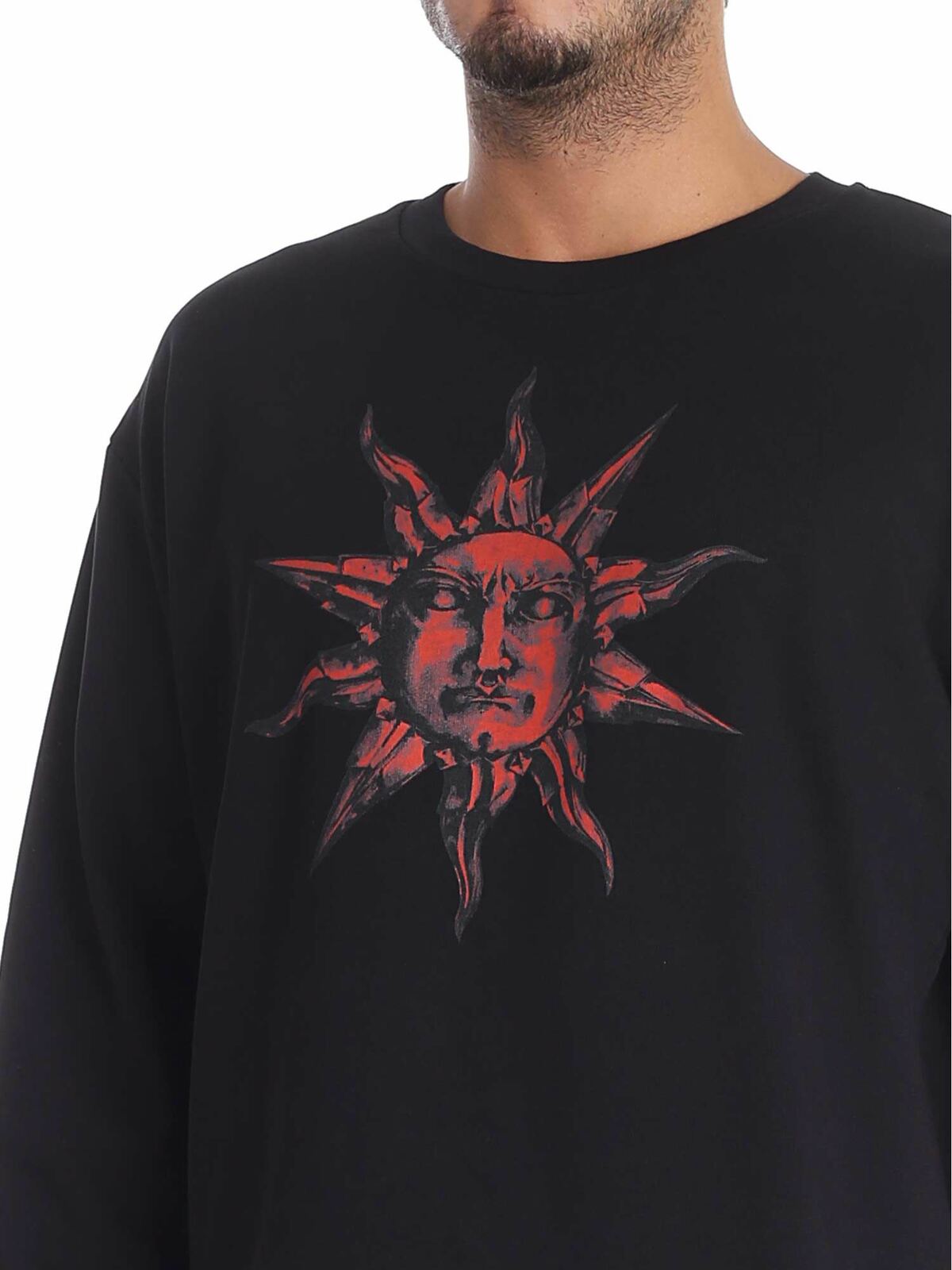 Shop Fausto Puglisi Black Sweatshirt With Red Sun Print In Negro
