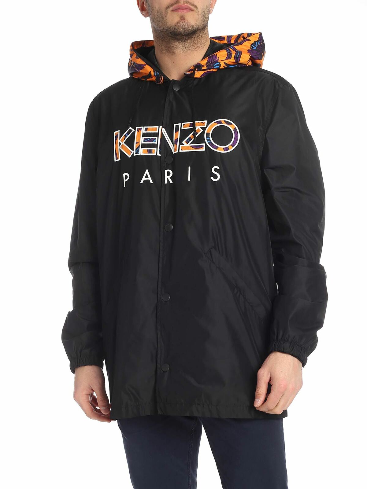 Kenzo Flying Phoenix Hooded Jacket In Black In Negro