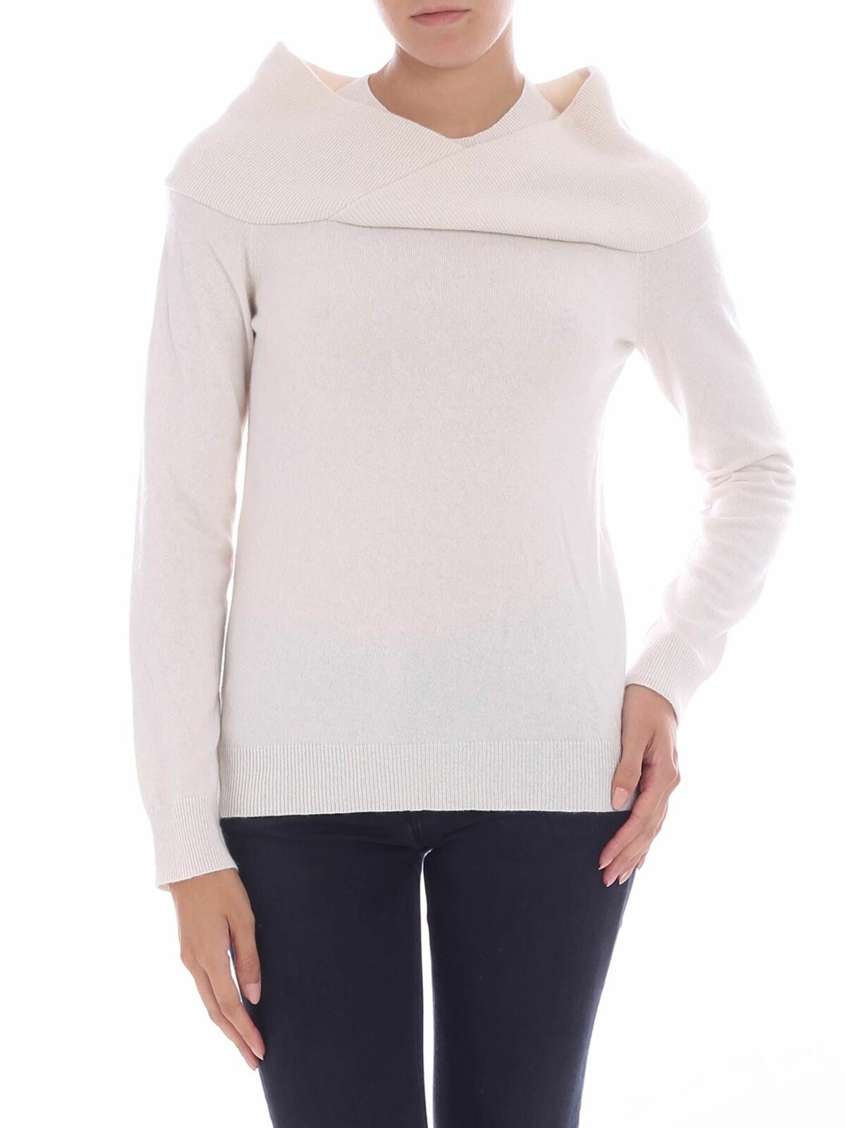 Fuzzi White Pullover With Crossover In Blanco