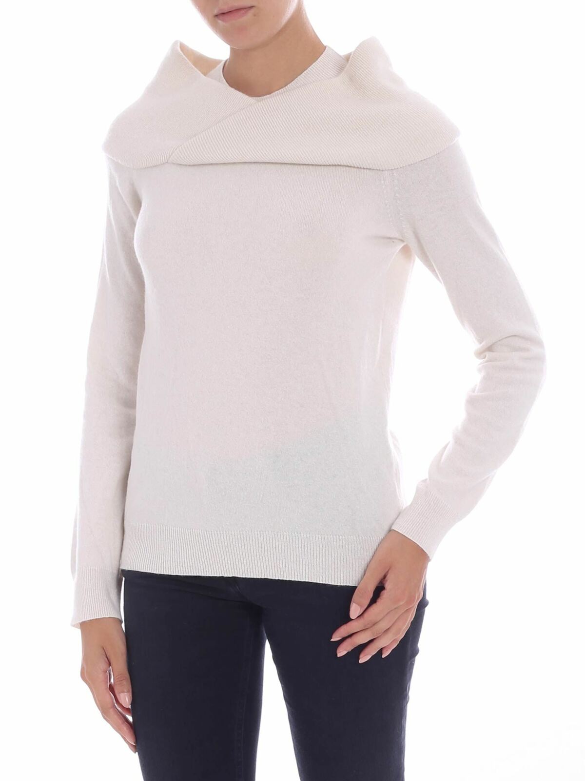 Shop Fuzzi White Pullover With Crossover In Blanco