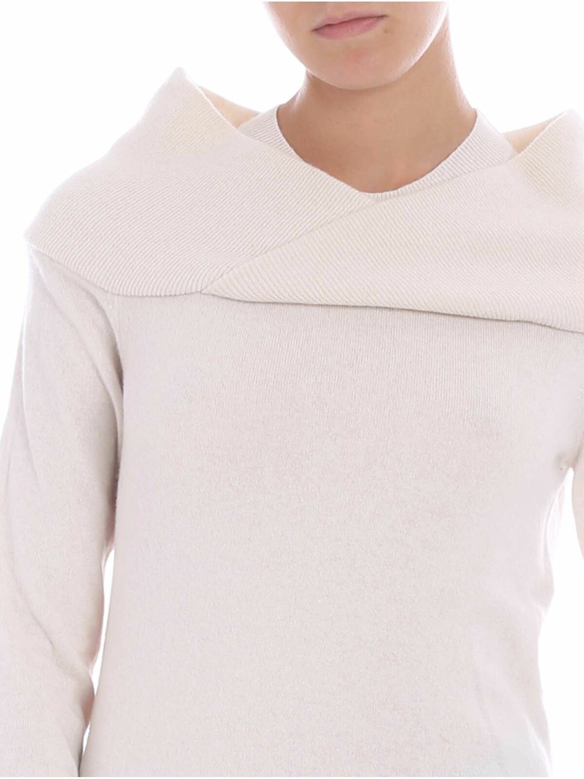 Shop Fuzzi White Pullover With Crossover In Blanco