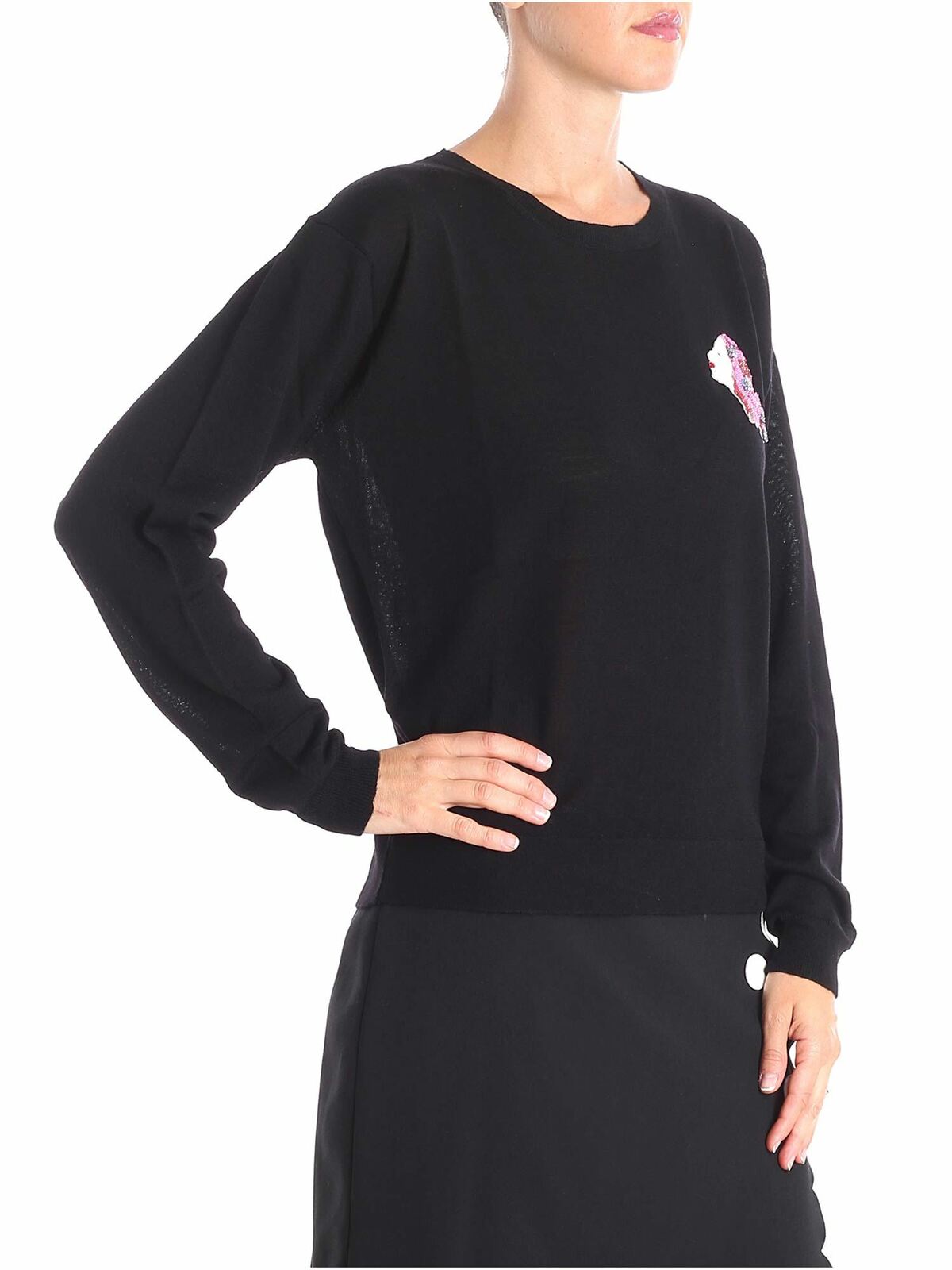 Shop Vivetta Black Jager Sweater With Multicolor Beads In Negro