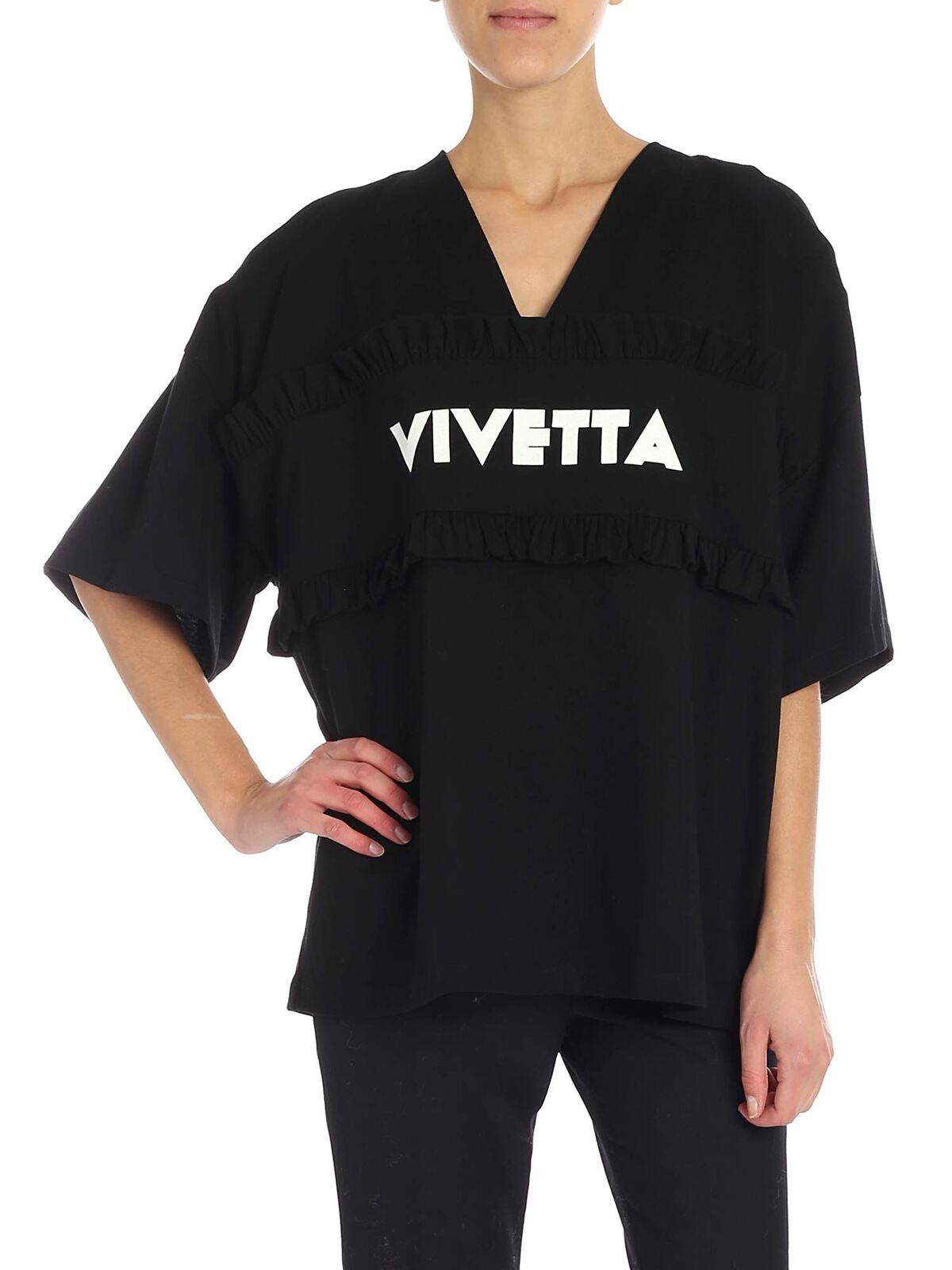 Vivetta "oudry" Black V-neck T-shirt