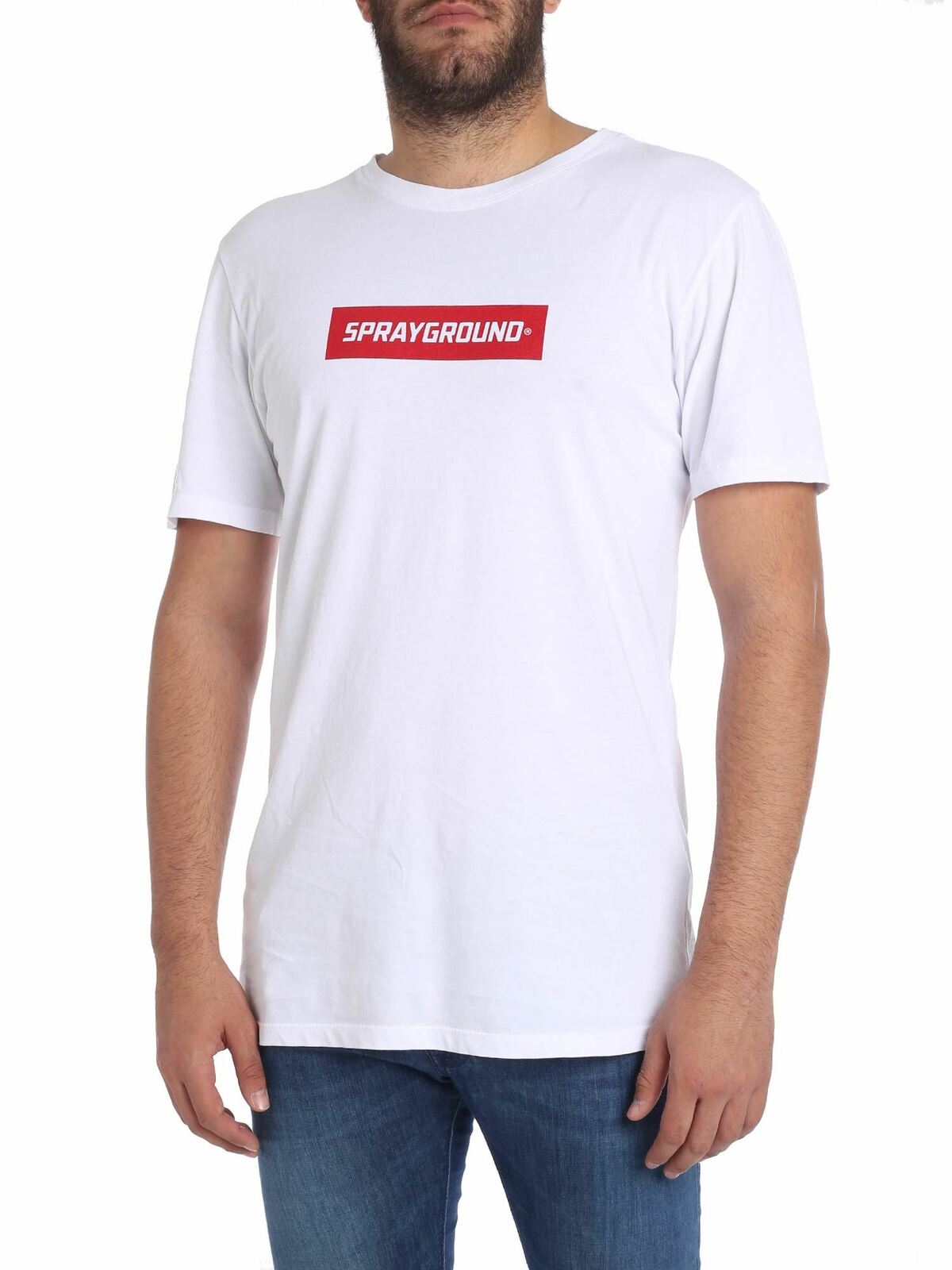 Sprayground White T-shirt With Contrasted Logo