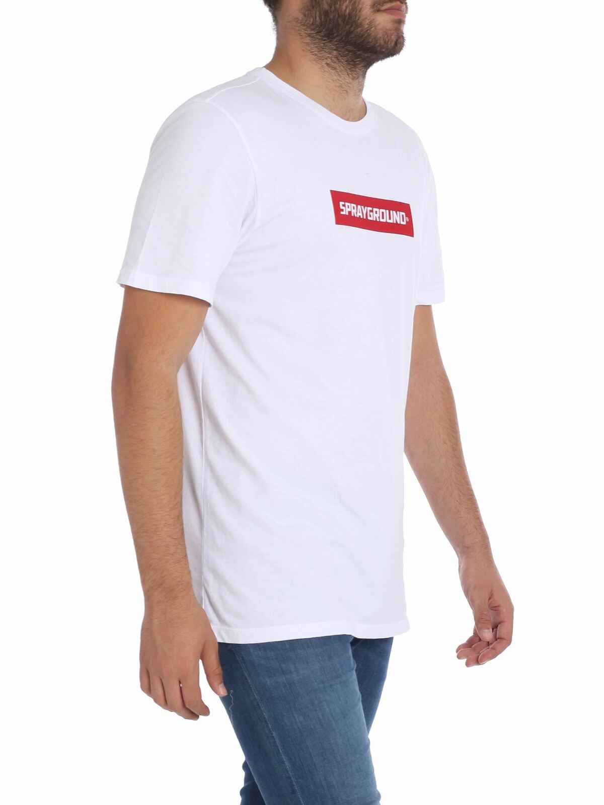 Shop Sprayground White T-shirt With Contrasted Logo