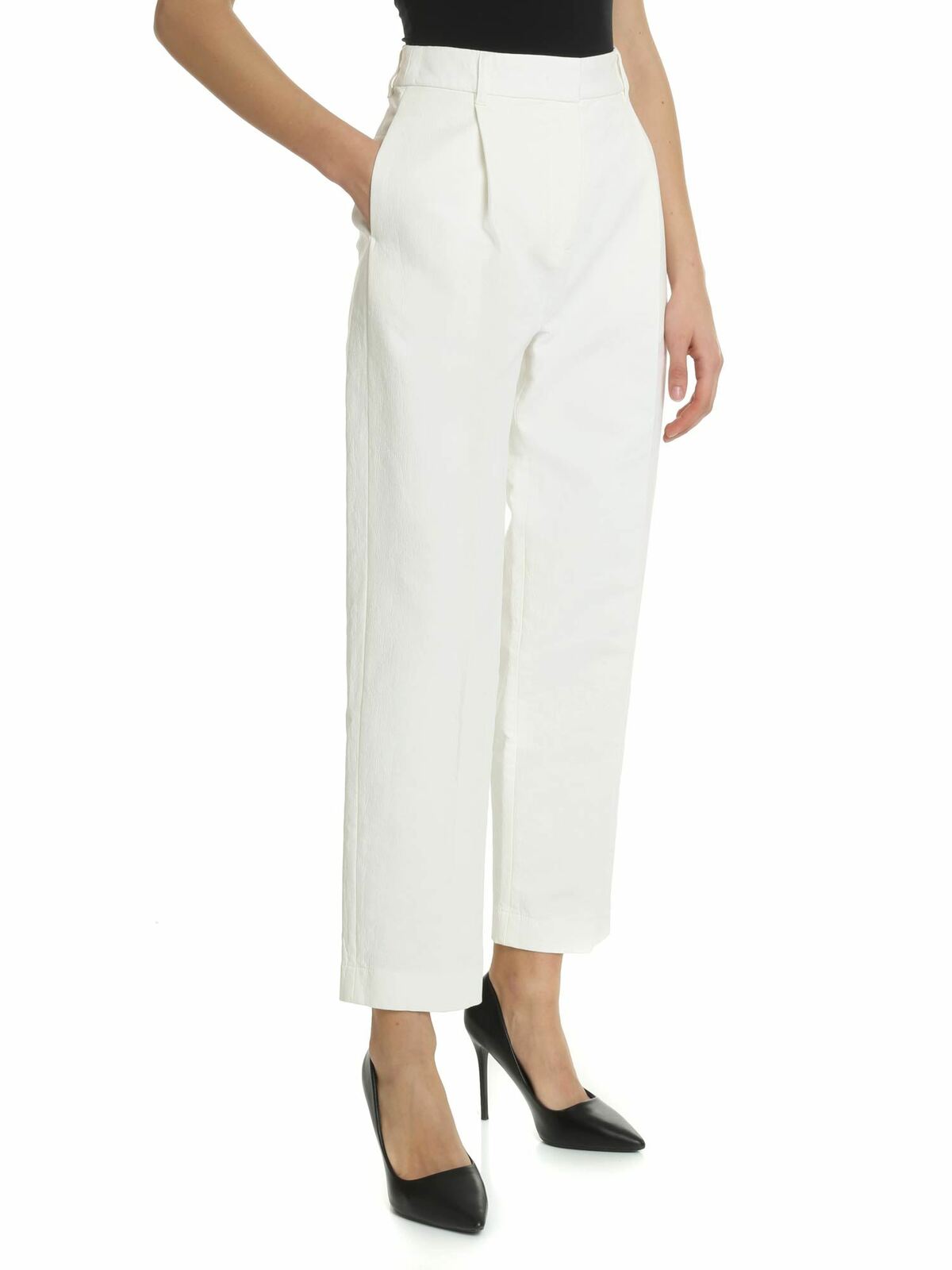 Shop See By Chloé White Jeans With Front Pleats In Blanco