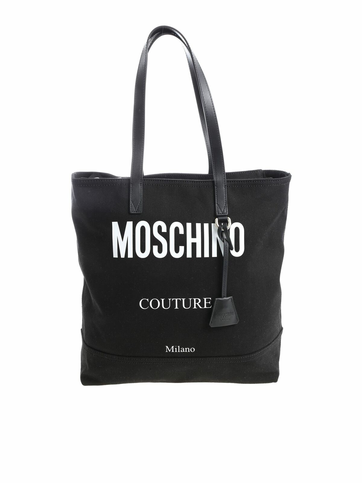 Moschino Black Fabric Shopper With Logo In Negro