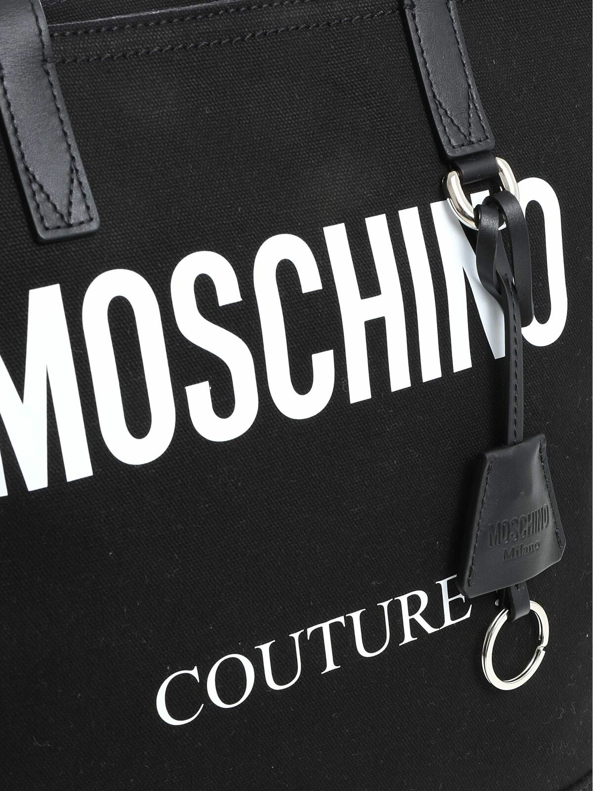 Shop Moschino Black Fabric Shopper With Logo In Negro