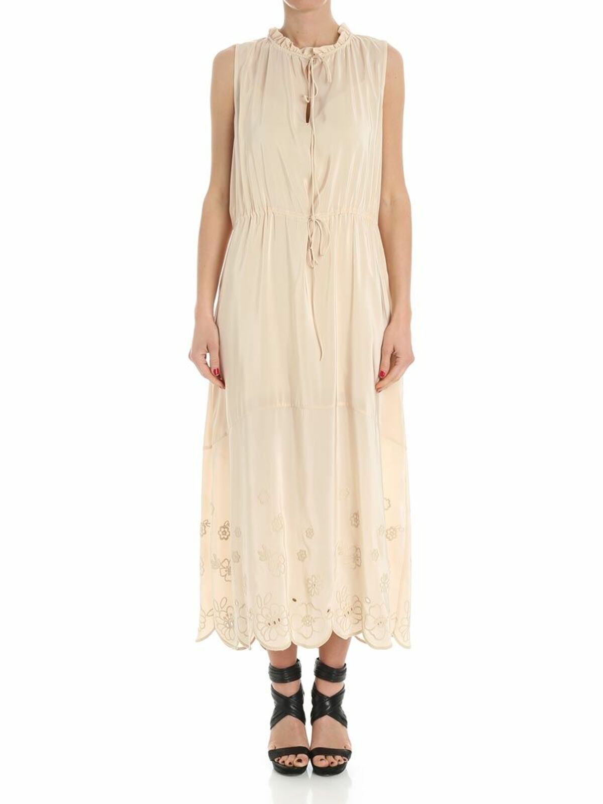See By Chloé Silk Color Dress In Cream