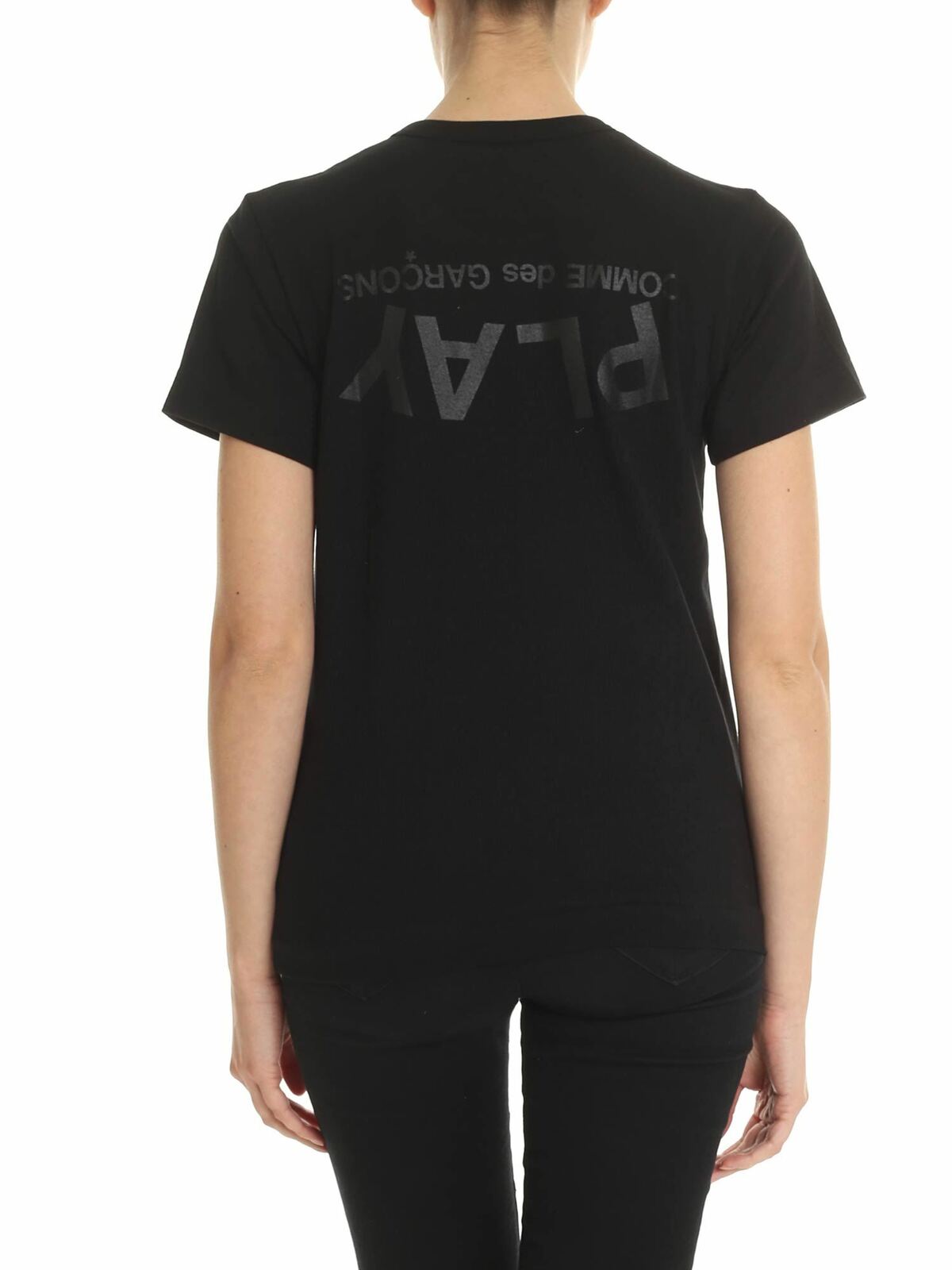 Shop Comme Des Garçons Play Black T-shirt With Comme Des Garcons Print