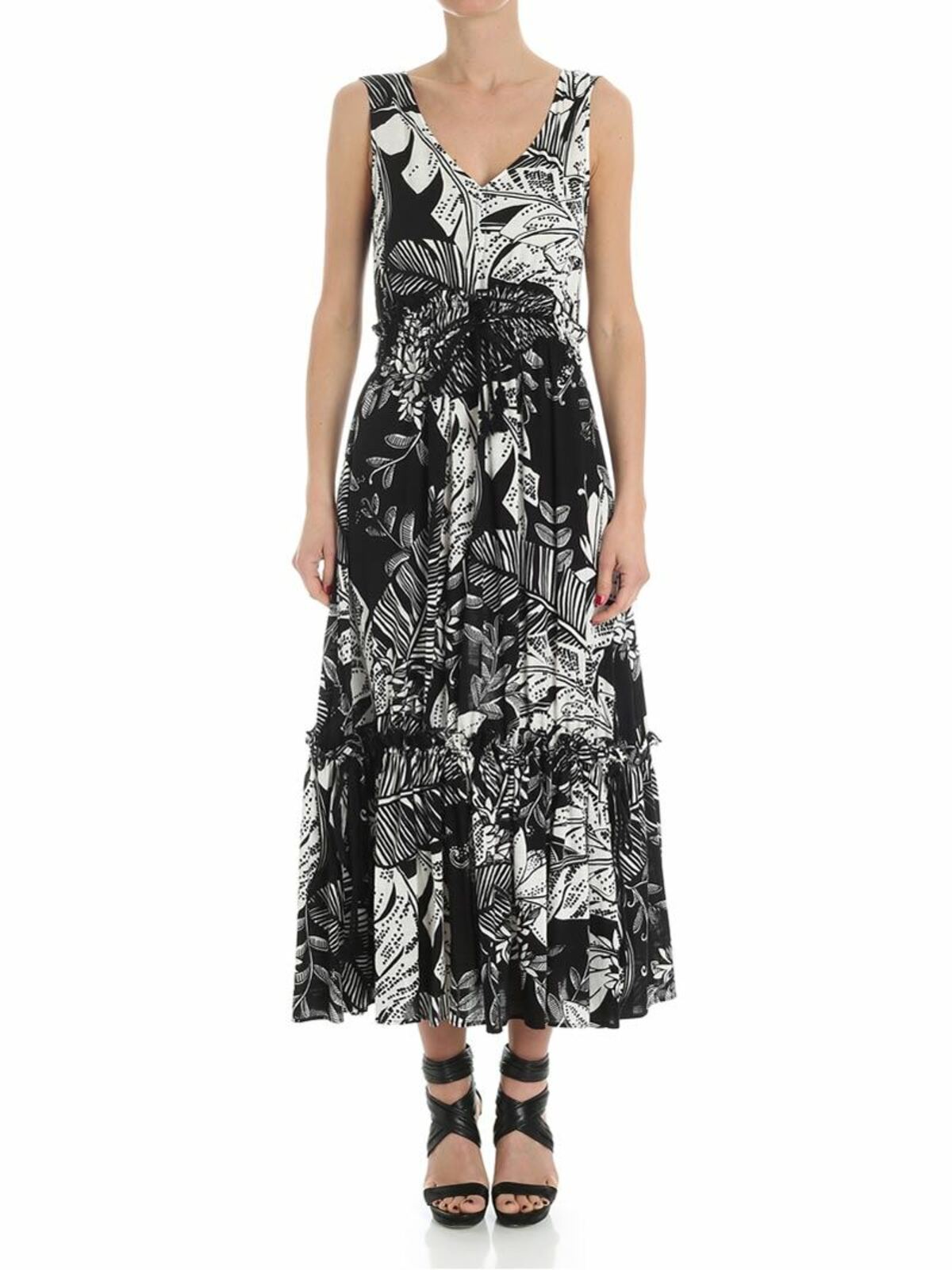 See By Chloé Black And White Floral Dress In Negro
