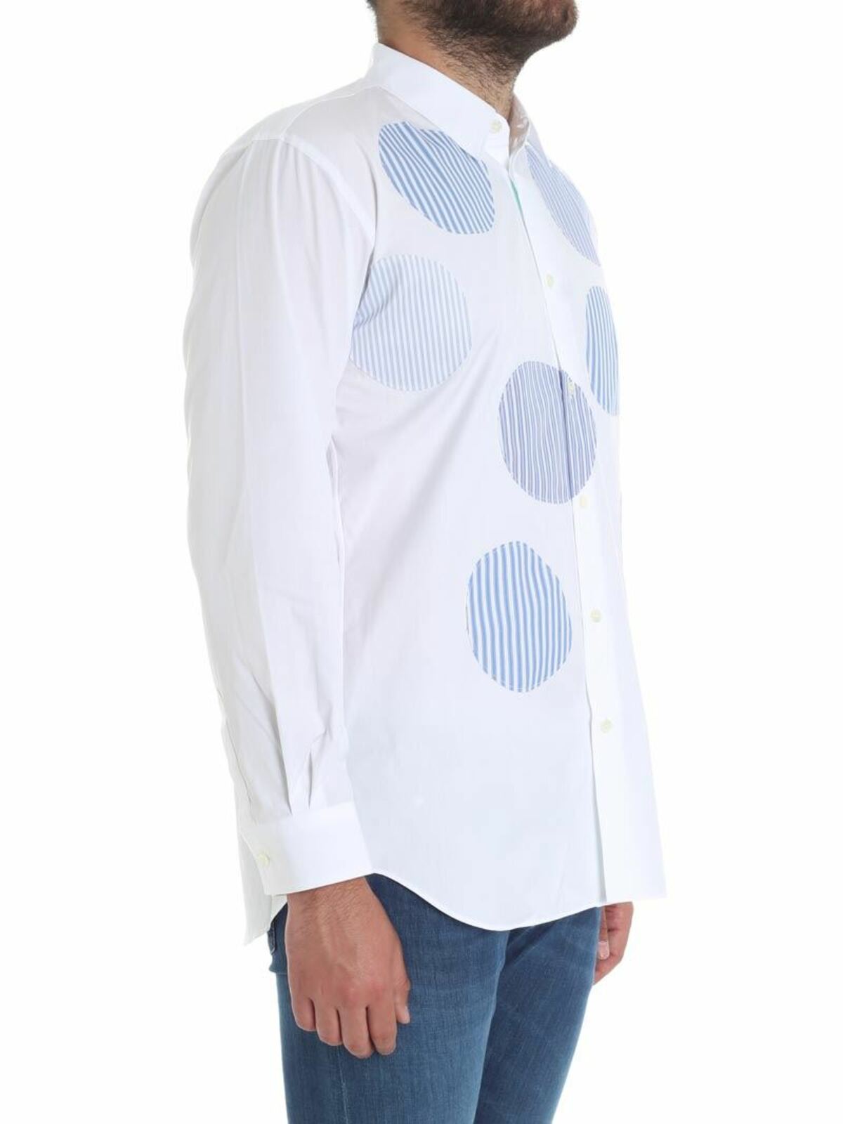 Shop Comme Des Garçons Shirt White Shirt With Striped Patches In Blanco