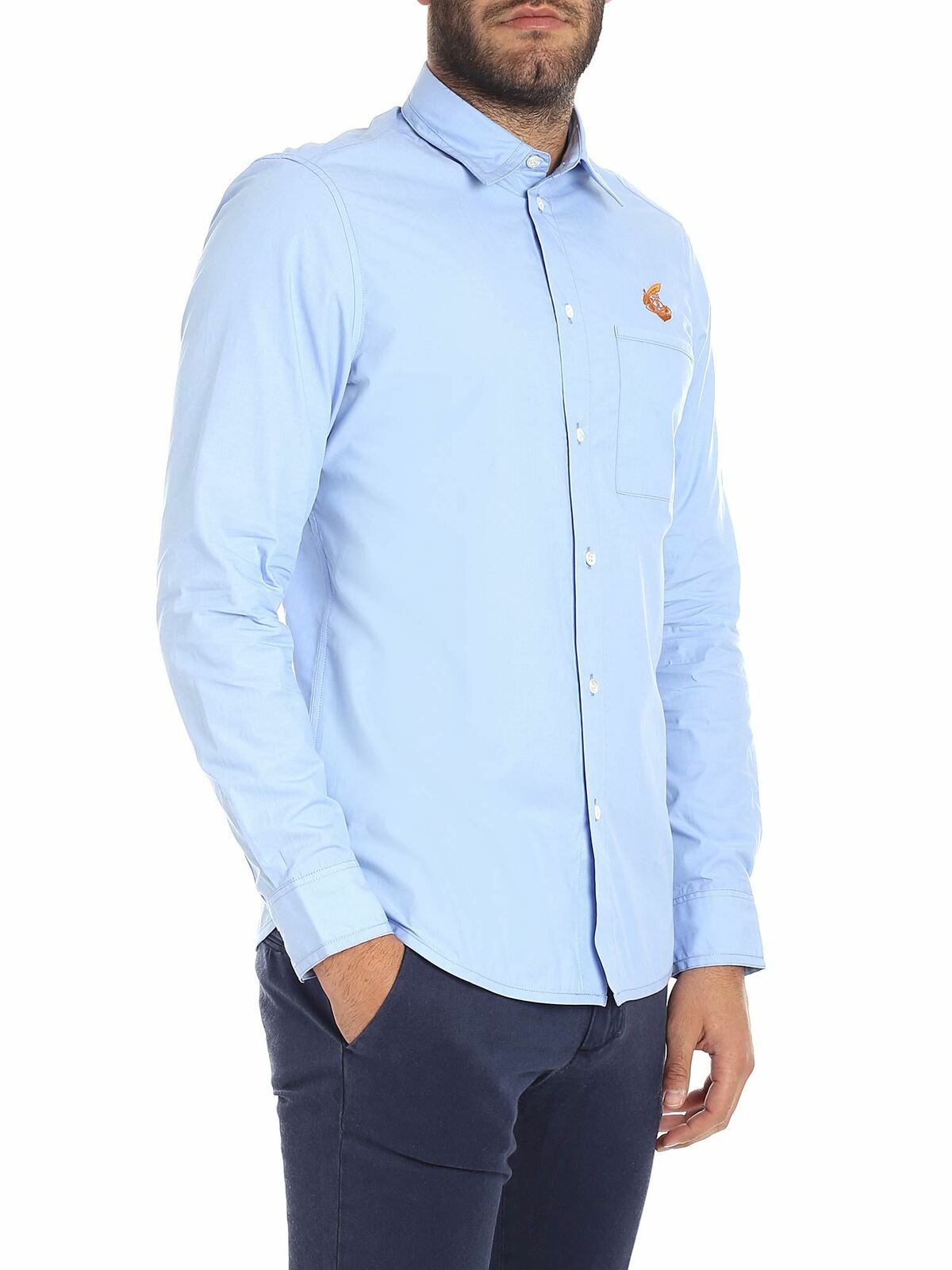 Shop Vivienne Westwood Anglomania Light Blue "chaos" Shirt With Patch Pocket
