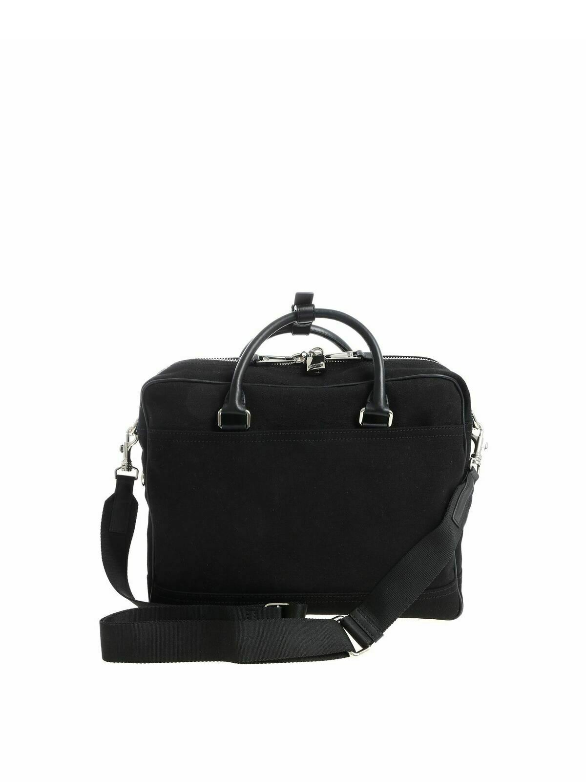 Shop Moschino Black Fabric Handbag With Padlock In Negro