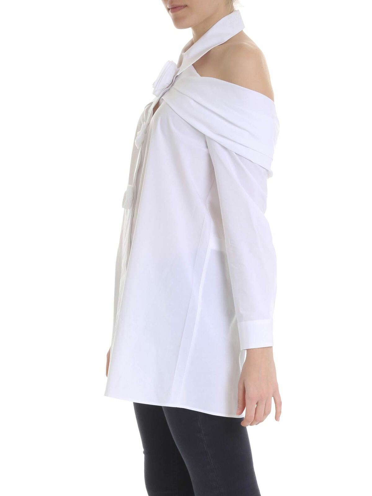 Shop Vivetta Savigliano White Shirt With Rose Detail In Blanco